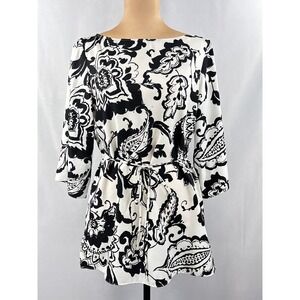 NOT FOR SALE Richardson Tunic Top Medium Floral Paisley 3/4 Sleeve Blouse